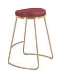 Zuo Modern Bree 100% Polyurethane, Plywood, Stainless Steel Modern Commercial Grade Counter Stool Set - Set of 2 Burgundy, Gold 100% Polyurethane, Plywood, Stainless Steel