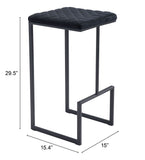 Zuo Modern Element 100% Polyester, Plywood, Steel Modern Commercial Grade Barstool Black 100% Polyester, Plywood, Steel