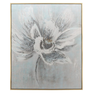 Sagebrook Home Contemporary 62x52 Flower Canvas, Gray On Gold Frame 70084 Gray Pine