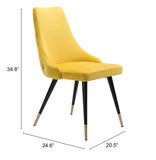 Zuo Modern Piccolo 100% Polyester, Plywood, Steel Modern Commercial Grade Dining Chair Set - Set of 2 Yellow, Black, Gold 100% Polyester, Plywood, Steel