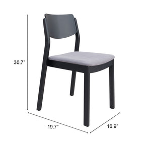 Zuo Modern Desdamona 100% Polyester, Rubberwood Scandinavian Commercial Grade Dining Chair Set - Set of 2 Gray, Black 100% Polyester, Rubberwood