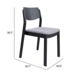 Zuo Modern Desdamona 100% Polyester, Rubberwood Scandinavian Commercial Grade Dining Chair Set - Set of 2 Gray, Black 100% Polyester, Rubberwood