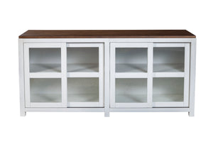 Alpine Furniture Donham Large Display Cabinet 3737-68 Mystic Brown & White Pine Solids & Veneer 68 x 19 x 32.5