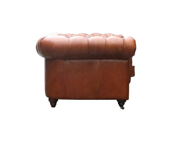 Pasargad Genuine Leather Chester Bay Tufted Chair CHAIR-3009-1-PASARGAD