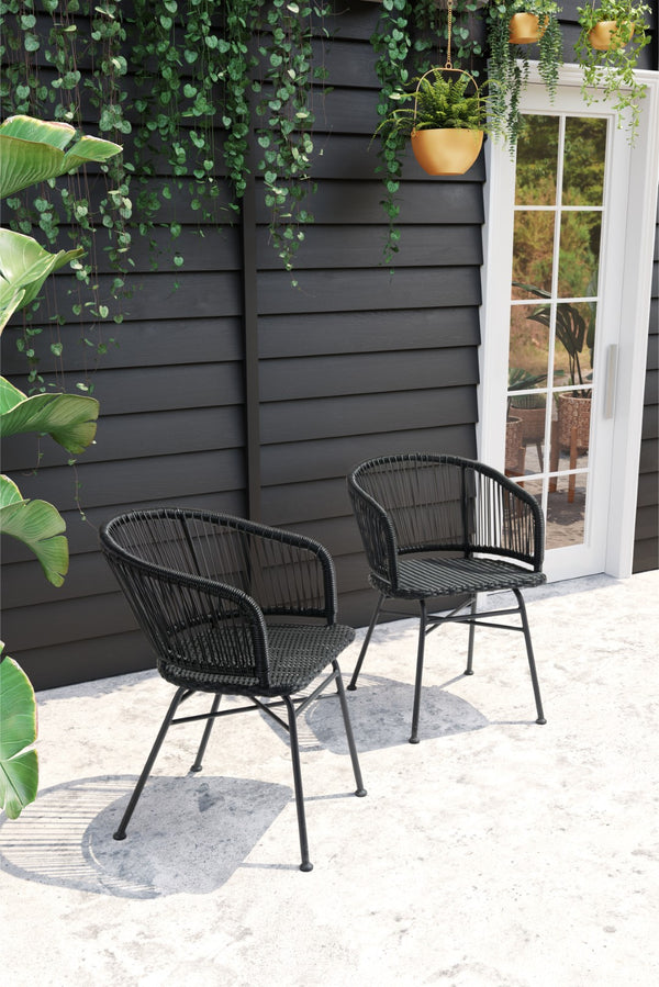 Zuo Modern Zaragoza Steel, Polyethylene Modern Commercial Grade Dining Chair Set - Set of 2 Black Steel, Polyethylene