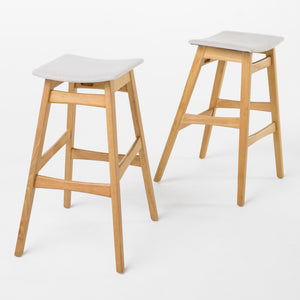 Noble House Emmaline Light Beige Fabric/ Oak Finish Bar Stool (Set of 2)