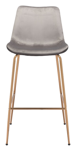 Zuo Modern Tony 100% Polyester, Plywood, Steel Modern Commercial Grade Barstool Gray, Gold 100% Polyester, Plywood, Steel