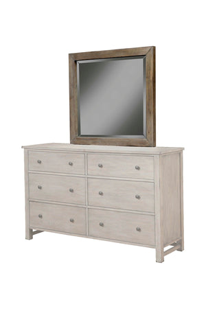 Classic Mirror: Antique-Style Beveled Glass with Weathered Gray Finish, Perfect for Any Bedroom Décor
