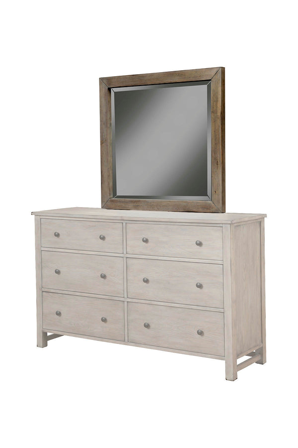 Classic Mirror: Antique-Style Beveled Glass with Weathered Gray Finish, Perfect for Any Bedroom Décor