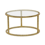 Sagebrook Home Glam Set of 2 -  Metal 22/28" Rope Side Tables, Gold 15243 Gold Metal