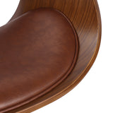 Brinson Mid-Century Modern Upholstered Swivel Office Chair, Cognac Brown and Walnut  Noble House