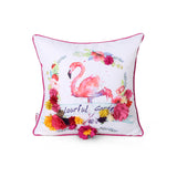 Noble House Norvelt Modern Throw Pillow, Flamingo on Multicolor Floral