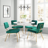 Zuo Modern Nicole 100% Polyester, Plywood, Steel Modern Commercial Grade Dining Chair Set - Set of 2 Green, Gold 100% Polyester, Plywood, Steel