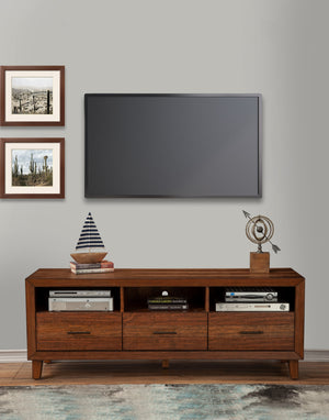 Trinidad TV Console in Toffee - Stylish Mahogany with Dovetail Drawers & Open Shelves for Storage