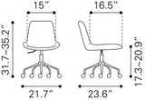 Zuo Modern Byron 100% Polyurethane, Plywood, Steel Modern Commercial Grade Office Chair White, Black 100% Polyurethane, Plywood, Steel