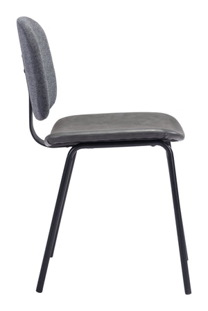 Zuo Modern Worcester 100% Polyester, 100% Polyurethane, Plywood, Steel Modern Commercial Grade Dining Chair Set - Set of 2 Gray, Black 100% Polyester, 100% Polyurethane, Plywood, Steel