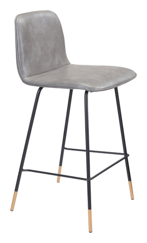Zuo Modern Var 100% Polyurethane, Plywood, Steel Modern Commercial Grade Counter Stool Gray, Black, Gold 100% Polyurethane, Plywood, Steel