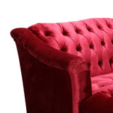 Adelia Modern Glam Tufted Velvet 3 Seater Sofa, Wine and Walnut Noble House
