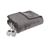 Serta Plush Heated Casual Blanket Dark Grey King ST54-0085
