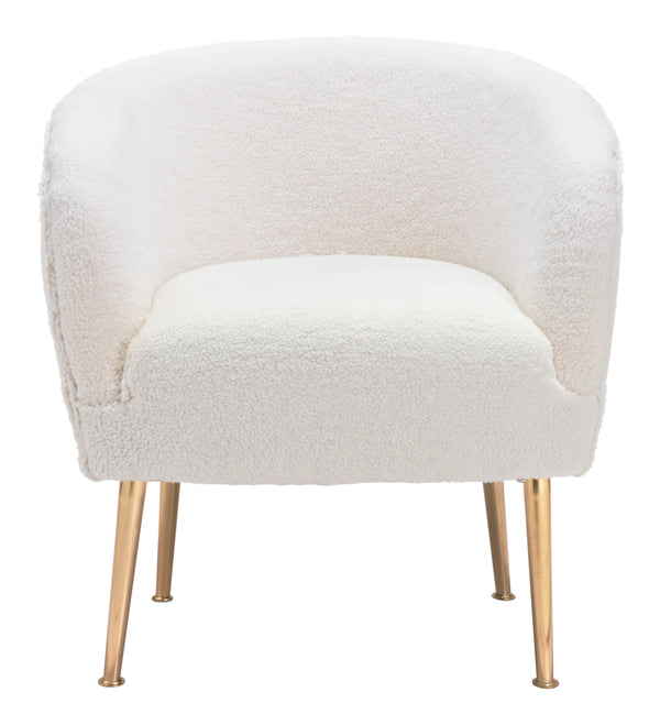 Zuo Modern Sherpa 100% Polyester, Plywood, Steel Modern Commercial Grade Accent Chair Beige, Gold 100% Polyester, Plywood, Steel