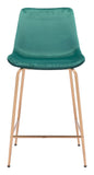 Zuo Modern Tony 100% Polyester, Plywood, Steel Modern Commercial Grade Counter Stool Green, Gold 100% Polyester, Plywood, Steel