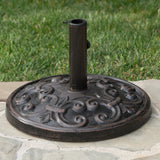 Gobi Outdoor Bronze Resin and Black Steel Unbrella Base Noble House