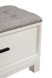 Nova Bench in Elegant Chalk White - Fully Assembled Mahogany with Tufted Cushion & Dovetail Drawers