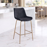 Zuo Modern Tony 100% Polyester, Plywood, Steel Modern Commercial Grade Counter Stool Black, Gold 100% Polyester, Plywood, Steel