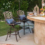 Alfresco Outdoor Bronze Finished Cast Aluminum Barstools Noble House