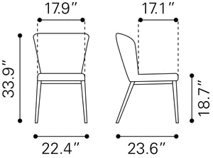 Zuo Modern Tolivere 100% Polyester, Plywood, Steel Modern Commercial Grade Dining Chair Set - Set of 2 Pink, Black 100% Polyester, Plywood, Steel