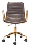 English Elm EE2715 100% Polyurethane, Plywood, Steel Modern Commercial Grade Office Chair Brown, Gold 100% Polyurethane, Plywood, Steel