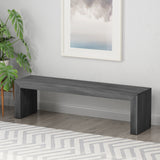 Pannell Farmhouse Acacia Wood Dining Bench, Black Noble House
