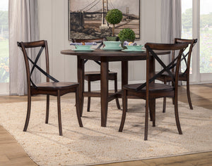 Alpine Furniture Arendal Round Table, Burnished Dark Oak 5672-03 Burnished Dark Oak Rubberwood Solids & Oak Veneer 47 x 47 x 30
