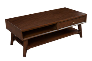 Alpine Furniture Flynn Coffee Table, Walnut 966WAL-61 Walnut Mahogany Solids & Okoume Veneer 48 x 22 x 17.5