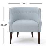 Brandi Contemporary Button-Tufted Fabric Club Chair, Light Sky Noble House