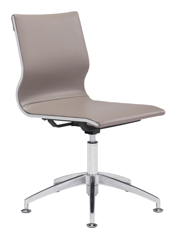 Zuo Modern Glider 100% Polyurethane, Plywood, Steel Modern Commercial Grade Conference Chair Taupe, Silver 100% Polyurethane, Plywood, Steel