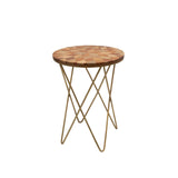 Sagebrook Home Transitional Set of 2 -  Metal & Wood Accent Tables, Brown 13751 Brown Metal