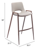 Zuo Modern Desi 100% Polyurethane, Plywood, Steel Modern Commercial Grade Barstool Set - Set of 2 Beige, Walnut 100% Polyurethane, Plywood, Steel