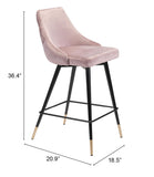 Zuo Modern Piccolo 100% Polyester, Plywood, Steel Modern Commercial Grade Counter Stool Pink, Black, Gold 100% Polyester, Plywood, Steel