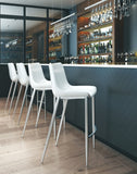 English Elm EE2647 100% Polyurethane, Plywood, Stainless Steel Modern Commercial Grade Bar Chair Set - Set of 2 White, Silver 100% Polyurethane, Plywood, Stainless Steel