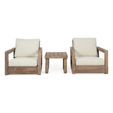 Westchester Outdoor 3 Piece Acacia Wood Chat Set