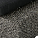 Puerta Outdoor 3 Seater Wicker Right Sofa, Mixed Black with Dark Grey Cushions Noble House