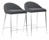 English Elm EE2956 100% Polyester, Plywood, Steel Mid Century Commercial Grade Counter Chair Set - Set of 2 Graphite, Chrome 100% Polyester, Plywood, Steel