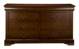 Alpine Furniture West Haven 6 Drawer Dresser, Cappuccino 2201 Cappuccino Rubberwood Solids & Poplar Veneer 59.5 x 17.5 x 33.75