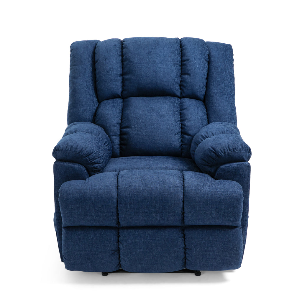 Coosa Contemporary Pillow Tufted Massage Recliner, Navy Blue Noble House