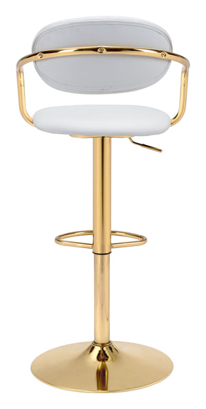 Zuo Modern Gusto 100% Polyurethane, Plywood, Steel Modern Commercial Grade Barstool White, Gold 100% Polyurethane, Plywood, Steel