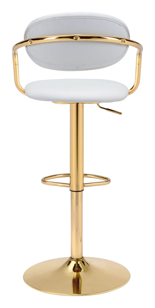 Zuo Modern Gusto 100% Polyurethane, Plywood, Steel Modern Commercial Grade Barstool White, Gold 100% Polyurethane, Plywood, Steel