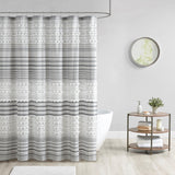 Calum Modern/Contemporary 100% Cottonn Yarn Dye Shower Curtain With Pompoms