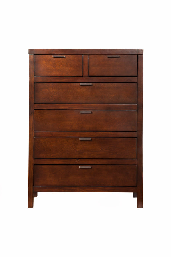 Alpine Furniture Carmel 6 Drawer Chest, Cappuccino JR-05 Cappuccino Select Solids and Veneer 36 x 20 x 50