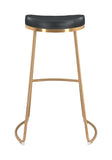 Zuo Modern Bree 100% Polyurethane, Plywood, Stainless Steel Modern Commercial Grade Barstool Set - Set of 2 Black, Gold 100% Polyurethane, Plywood, Stainless Steel